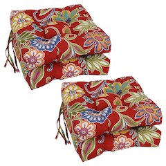 16-inch Spun Polyester Patterned Outdoor Square Tufted Chair Cushions (Set of 4)