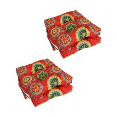 16-inch Outdoor Spun Polyseter Square Tufted Chair Cushions (Set of 4)