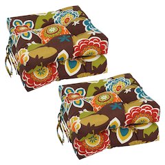 16-inch Spun Polyester Patterned Outdoor Square Tufted Chair Cushions (Set of 4)