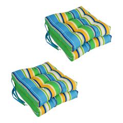 16-inch Spun Polyester Patterned Outdoor Square Tufted Chair Cushion