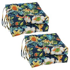 16-inch Spun Polyester Patterned Outdoor Square Tufted Chair Cushions (Set of 4)