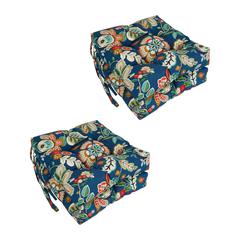 16-inch Spun Polyester Patterned Outdoor Square Tufted Chair Cushion
