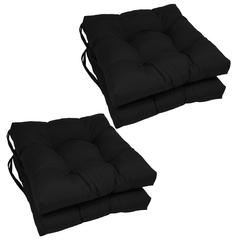 16-inch Solid Twill Square Tufted Chair Cushions (Set of 4)