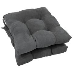16-inch Solid Microsuede Square Tufted Chair Cushions (Set of 6) 916X16SQ-T-6CH-MS-GY