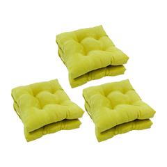 16-inch Solid Microsuede Square Tufted Chair Cushions (Set of 6) 916X16SQ-T-6CH-MS-ML