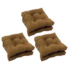 16-inch Solid Microsuede Square Tufted Chair Cushions (Set of 6) 916X16SQ-T-6CH-MS-SB