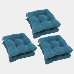 16-inch Solid Microsuede Square Tufted Chair Cushions (Set of 6) 916X16SQ-T-6CH-MS-TL