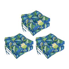 16-inch Spun Polyester Patterned Outdoor Square Tufted Chair Cushion
