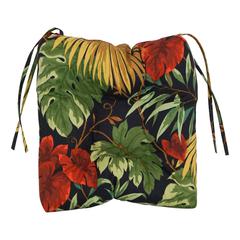 16-inch Spun Polyester Patterned Outdoor Square Tufted Chair Cushion
