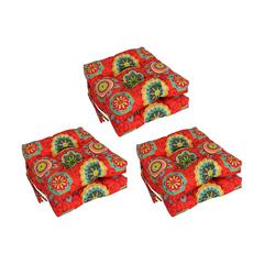 16-inch Spun Polyester Patterned Outdoor Square Tufted Chair Cushion