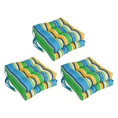 16-inch Spun Polyester Patterned Outdoor Square Tufted Chair Cushion