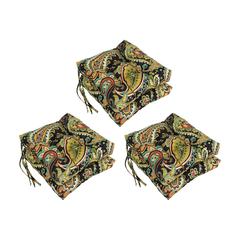 16-inch Spun Polyester Patterned Outdoor Square Tufted Chair Cushion