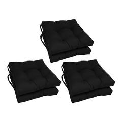 16-inch Solid Twill Square Tufted Chair Cushions (Set of 6)  916X16SQ-T-6CH-TW-BK