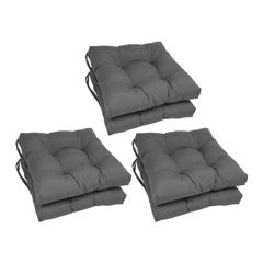 16-inch Solid Twill Square Tufted Chair Cushions (Set of 6)  916X16SQ-T-6CH-TW-GY