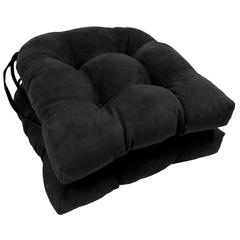16-inch Solid Microsuede U-shaped Tufted Chair Cushions (Set of 2)