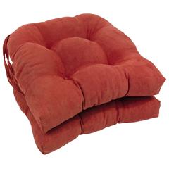 16-inch Solid Microsuede U-shaped Tufted Chair Cushions (Set of 2)