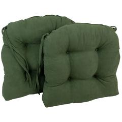 16-inch Solid Microsuede U-shaped Tufted Chair Cushions (Set of 2)