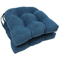 16-inch Solid Microsuede U-shaped Tufted Chair Cushions (Set of 2)