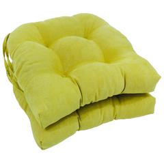 16-inch Solid Microsuede U-shaped Tufted Chair Cushions (Set of 2)