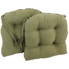 16-inch Solid Microsuede U-shaped Tufted Chair Cushions (Set of 2)