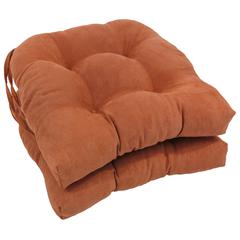 16-inch Solid Microsuede U-shaped Tufted Chair Cushions (Set of 2)