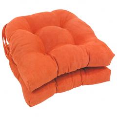 16-inch Solid Microsuede U-shaped Tufted Chair Cushions (Set of 2)