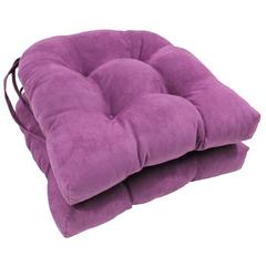 16-inch Solid Microsuede U-shaped Tufted Chair Cushions (Set of 2) 916X16US-T-2CH-MS-UV