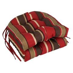 16-inch Spun Polyester Patterned Outdoor U-shaped Tufted Chair Cushion