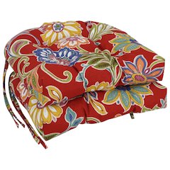 16-inch Polyester Patterned Outdoor U-shaped Chair Cushions (Set of 2)
