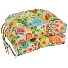 16-inch Polyester Patterned Outdoor U-shaped Chair Cushions (Set of 2)
