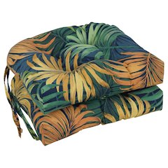 16-inch Polyester Patterned Outdoor U-shaped Chair Cushions (Set of 2)