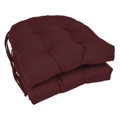 16-inch Solid Twill U-shaped Tufted Chair Cushions (Set of 2)