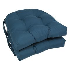 16-inch Solid Twill U-shaped Tufted Chair Cushions (Set of 2)