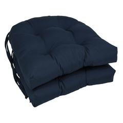 16-inch Solid Twill U-shaped Tufted Chair Cushions (Set of 2)