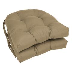 16-inch Solid Twill U-shaped Tufted Chair Cushions (Set of 2)