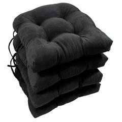 16-inch Solid Micro Suede U-shaped Tufted Chair Cushions (Set of 4)