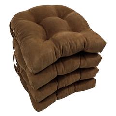 16-inch Solid Micro Suede U-shaped Tufted Chair Cushions (Set of 4)