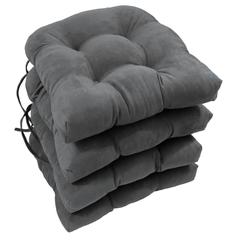16-inch Solid Micro Suede U-shaped Tufted Chair Cushions (Set of 4)