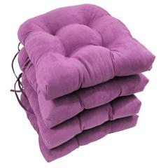 16-inch Solid Microsuede U-shaped Tufted Chair Cushions (Set of 4) 916X16US-T-4CH-MS-UV