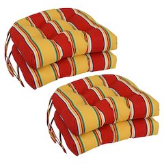 16-inch Polyester Patterned Outdoor U-shaped Chair Cushions (Set of 4)