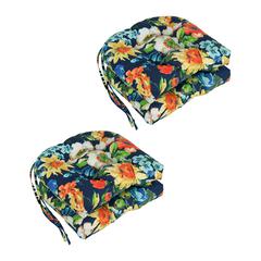 16-inch Spun Polyester Patterned Outdoor U-shaped Tufted Chair Cushion