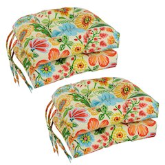 16-inch Polyester Patterned Outdoor U-shaped Chair Cushions (Set of 4)