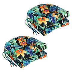16-inch Spun Polyester Patterned Outdoor U-shaped Tufted Chair Cushion