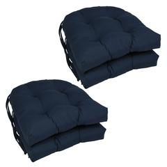 16-inch Solid Twill U-shaped Tufted Chair Cushions (Set of 4)