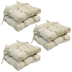 16-inch U-shaped Jacquard Tufted Chair Cushions (Set of 6)