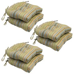 16-inch U-shaped Jacquard Tufted Chair Cushions (Set of 6)