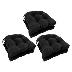 16-inch Solid Microsuede U-shaped Tufted Chair Cushions (Set of 6) 916X16US-T-6CH-MS-BK