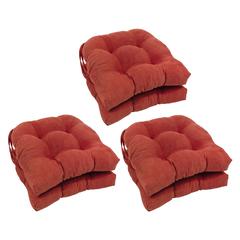 16-inch Solid Microsuede U-shaped Tufted Chair Cushions (Set of 6) 916X16US-T-6CH-MS-CR