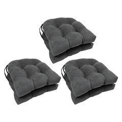 16-inch Solid Microsuede U-shaped Tufted Chair Cushions (Set of 6) 916X16US-T-6CH-MS-GY