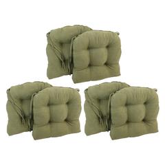 16-inch Solid Microsuede U-shaped Tufted Chair Cushions (Set of 6) 916X16US-T-6CH-MS-SG